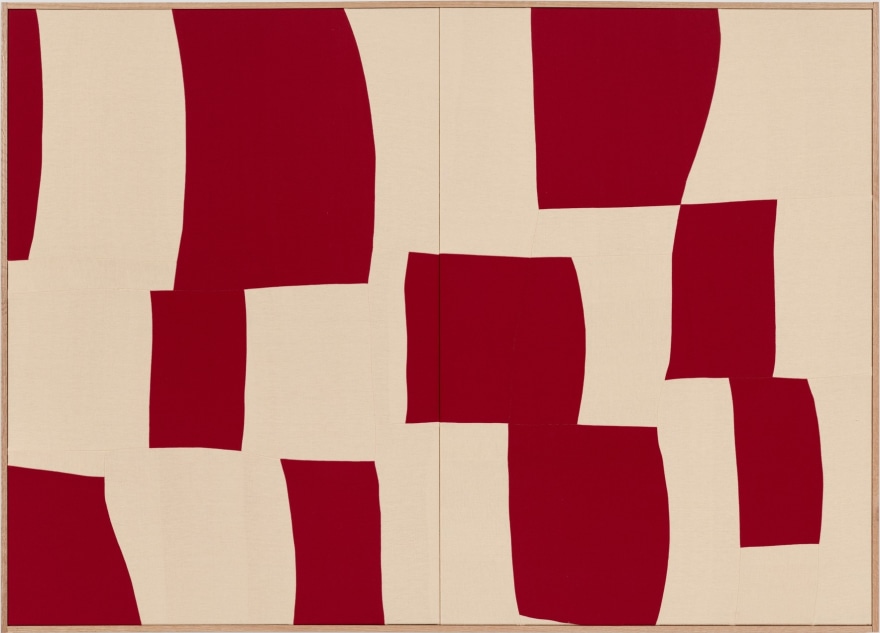 Ethan Cook Red Rondo, 2021 Handwoven cotton and linen in artist&rsquo;s frame 50 x 70 in (framed) 127 x 177.8 cm (framed) (ECO21.028)