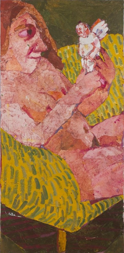 Shanee Roe Bring me a dream, 2025 Acrylic, collage and oil on canvas 76 3/4 x 37 3/8 in 195 x 95 cm (SRO25.004)