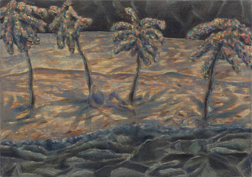 Marin Majic My beach your beach, 2023 Oil color, marble dust, and color pencil on linen 14 x 20 in 35.6 x 50.8 cm (MMA23.009)