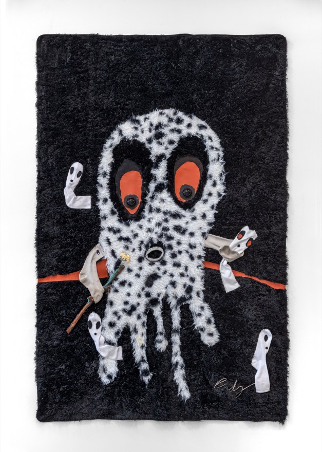 Jon Pylypchuk i've got love for you, 2023 Found object rug with fake fur 60 x 96 in 152.4 x 243.8 cm (JPY23.004)