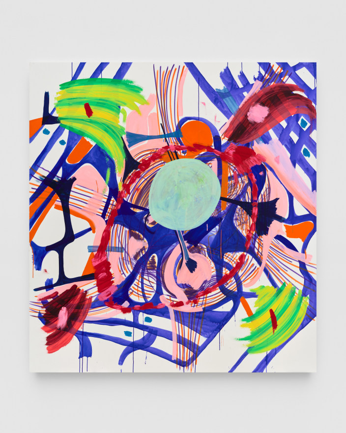 Joanne Greenbaum Untitled, 2022 Oil, acrylic, flashe, and marker on canvas 75 x 65 in 190.5 x 165.1 cm (JGR22.043)