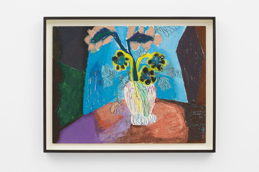 M&ograve;nica Subid&eacute; Floral winter three daisies, 2022 Pastel, oil pastel and pencil on paper 16 7/8 x 22 1/8 in 43 x 56 cm 19 1/4 x 24 3/8 in (framed) 49 x 62 cm (framed) (MSU22.033)