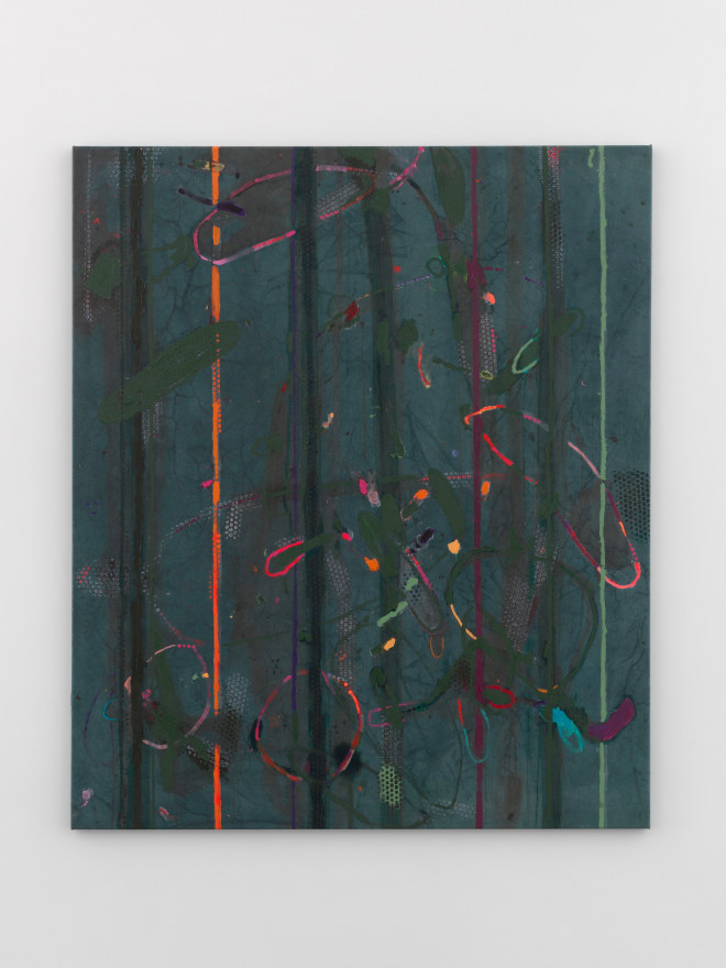 Stefan M&uuml;ller, 2025 No. 2, 2024, Acrylic, ink and oil stick on canvas, 65 x 55 1/8 in, 165 x 140 cm (SM&Uuml;24.008)
