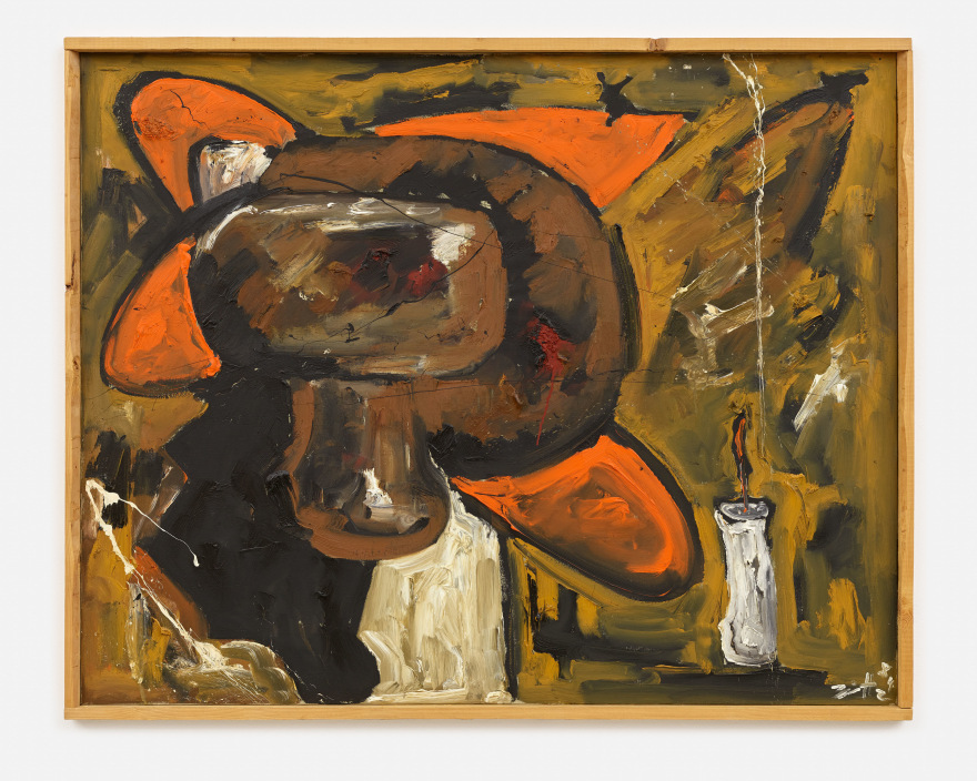 Werner Büttner, Tau auf der Pfeife, 1984, Oil on canvas, in artist&rsquo;s frame, 49.2 x 61 x 1.9 in framed, 125 x 155 x 5 cm framed, 47.2 x 59 in unframed, 120 x 150 unframed, WB84.003