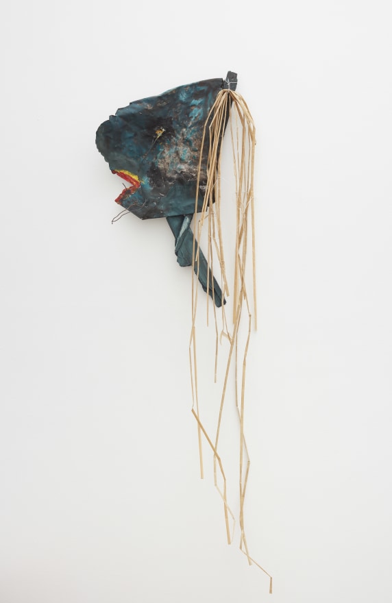 Blair Saxon-Hill All The Oceans Came, 2018 Metal, fiber reinforced plaster, cement, wire, found strapping, paper wrapped wire, gouache 55 x 18 x 7 in 139.7 x 45.7 x 17.8 cm (BSH18.054)