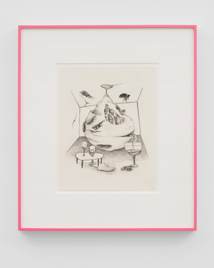 Ginny Casey Tapped Nest, 2022 Charcoal on paper 20 1/8 x 23 1/8 x 1 1/2 in (framed) 51.1 x 58.7 x 3.8 cm (framed) (GCA22.026)