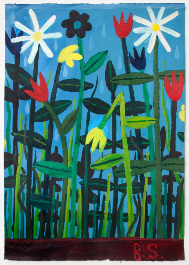 Ben Sledsens, Wild Flowers 7, 2017. Oil and acrylic on paper, 35 7/8 x 25 in, 91 x 63.5 cm (BSL17.010)