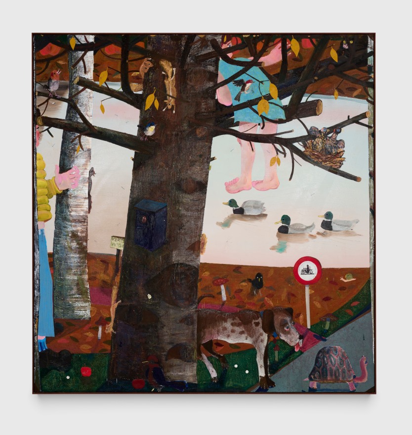 Pieter Jennes To live everything from all sides, 2024 Oil and collage on canvas 82 5/8 x 78 3/4 in (framed) 210 x 200 cm (framed) (PJE24.014)