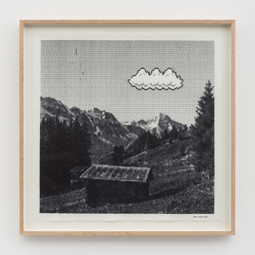 Arno Beck Untitled, 2022 Typewriter drawing on paper 20 3/4 x 20 3/4 x 1 1/4 in (framed) 52.7 x 52.7 x 3.2 cm (framed) (ABE22.008)