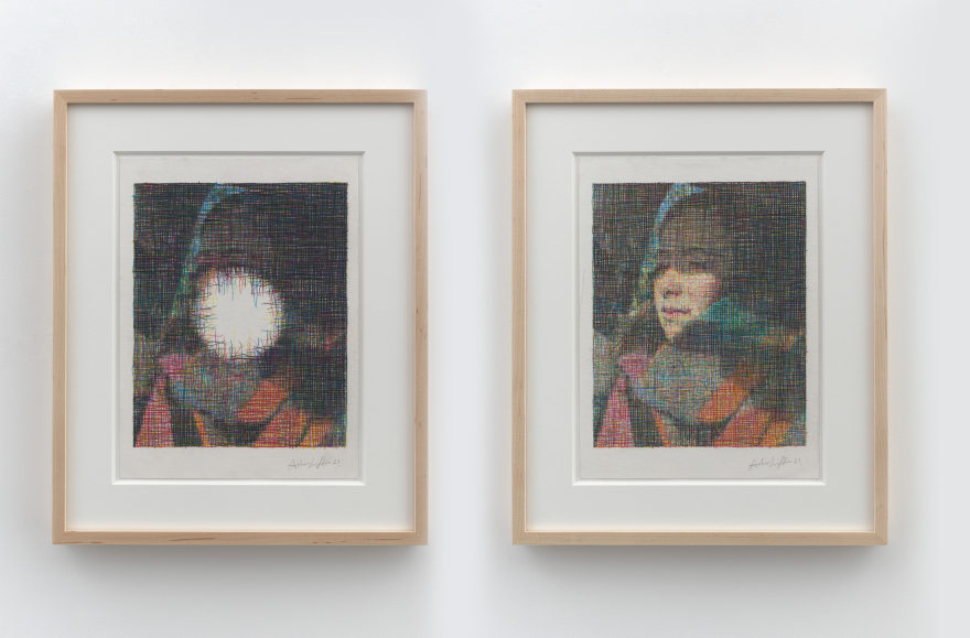 Asher Liftin Ariadne &quot;Window Screen&quot;, 2023 Colored pencil on paper Panel 1: 17 x 14 in 43.2 x 35.6 cm Panel 2: 17 x 14 in 43.2 x 35.6 cm (ALI23.012)