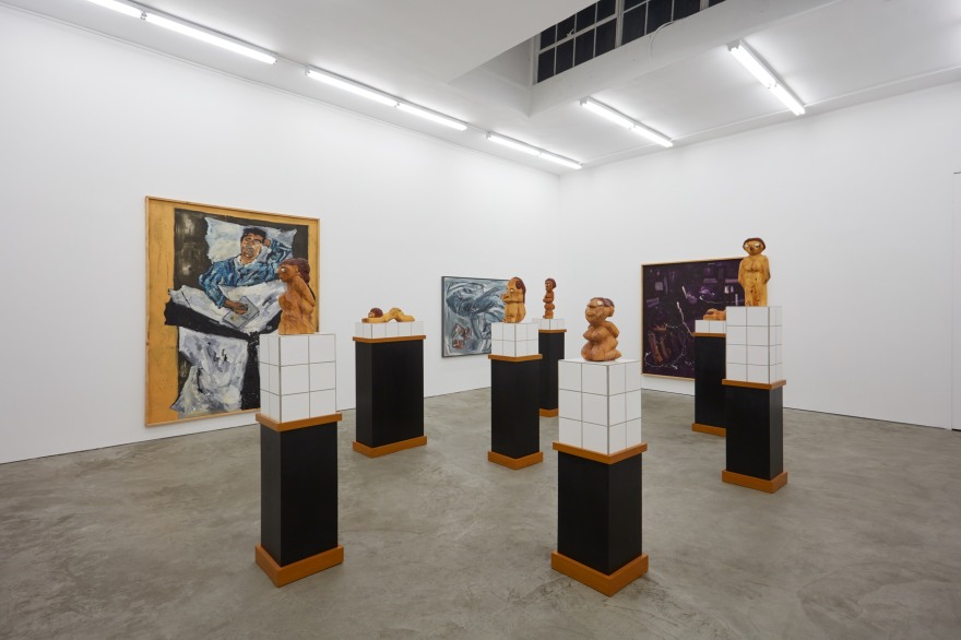 Installation View of &quot;Damenbad KPX&quot; series of sculptures from a Left Angle