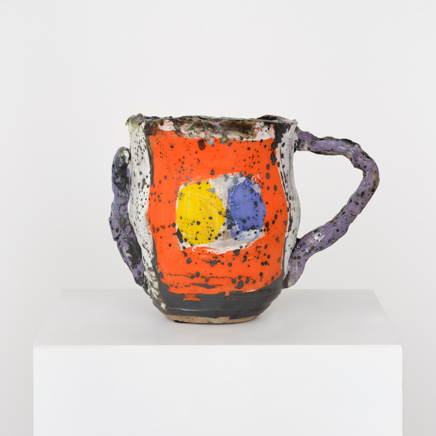 Roger Herman, medium vase, blue handle, 2021