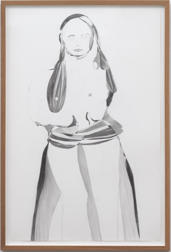 Nicola Tyson Naked Girl #1, 2014 Graphite on paper 43 1/8 x 29 1/8 x 1 1/8 in (framed) 109.5 x 74 x 2.9 cm (framed) (NTY24.006)