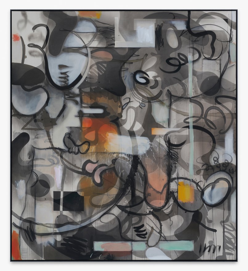 Jan-Ole Schiemann, Inside of a cyborg, 2019. Ink, acrylic, oil pastel and charcoal on canvas, 78 3/4 x 70 7/8 in, 200 x 180 cm (JS20.008)