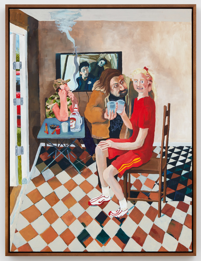 Celeste Dupuy-Spencer, Two Guys and a Girl, 2016. Oil on canvas, 40 x 30 x 2 inches (CDS16.004)