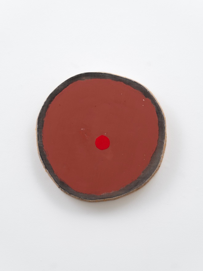 Otis Jones Red Oxide With Black Border and Red Circle, 2024 Acrylic on linen on wood 20 1/4 x 20 1/2 x 4 in 51.4 x 52.1 x 10.2 cm (OJO24.012)