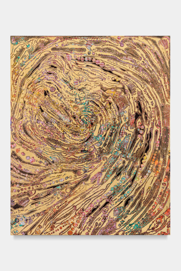 Mindy Shapero Portal Scar, Weekender vision, 2023 Acrylic and gold leaf on linen 90 x 72 in 228.6 x 182.9 cm (MS23.023)