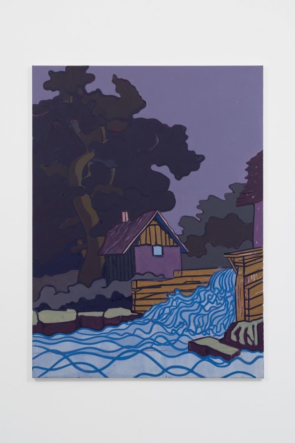 Hubert Schmalix Landscape, Hut, Tree, Water, 2015 Oil on linen 68 7/8 x 51 1/8 in 175 x 130 cm (HSC22.010)
