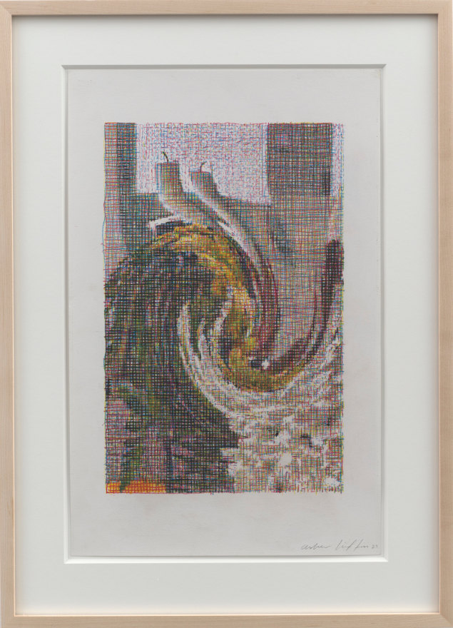 Asher Liftin Candles with Flowers, 2023 Colored pencil on paper 22 x 16 in (framed) 55.9 x 40.6 cm (framed) (ALI23.010)