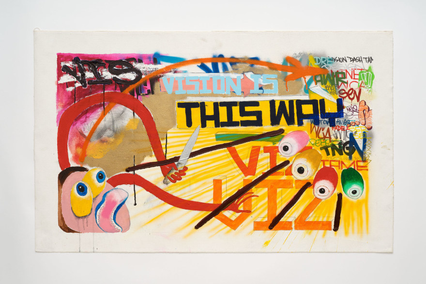 Jayme Burtis Untitled, 2022 Acrylic, spray paint, pencil, and charcoal on canvas 19 3/8 x 34 1/8 in 49.2 x 86.7 cm (JBU22.016)