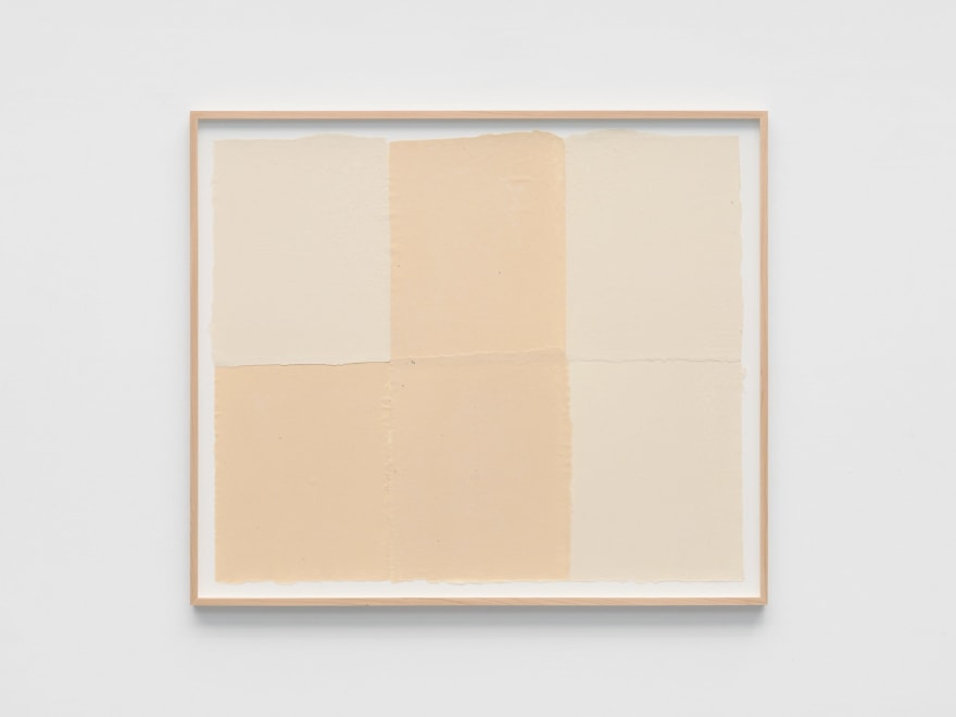 Ethan Cook Three alabasters, three off-whites, 2022 Handmade pigmented paper 30 1/4 x 30 1/2 in - framed 76.8 x 77.5 cm - framed (ECO22.047)