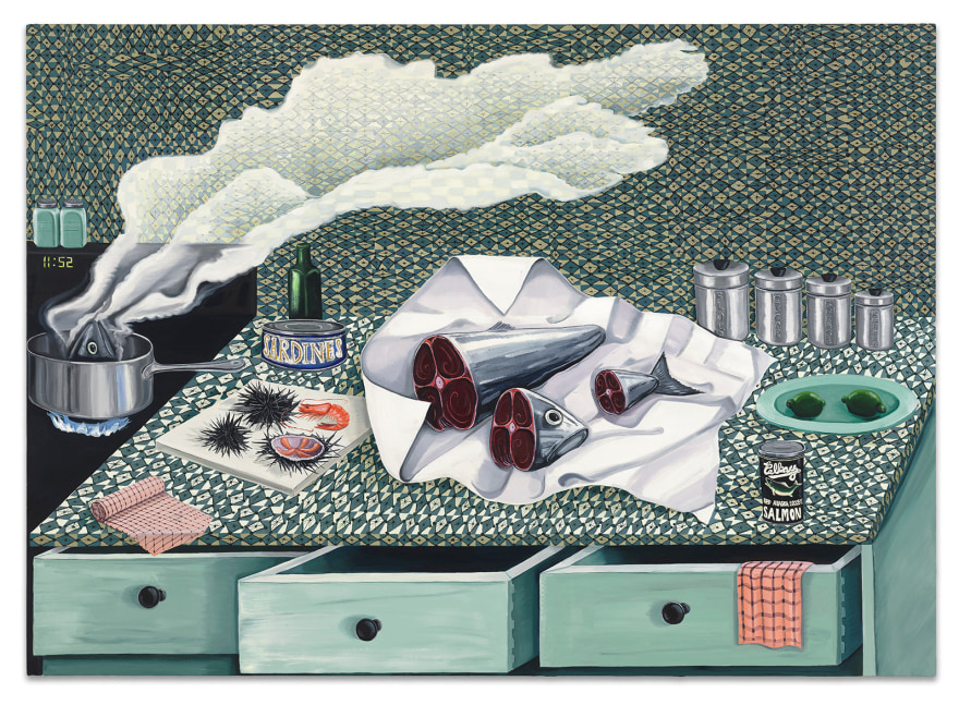 Nikki Maloof The Green Kitchen, 2020 Oil on canvas 60 x 84 in 152.4 x 213.4 cm (NMA20.011)