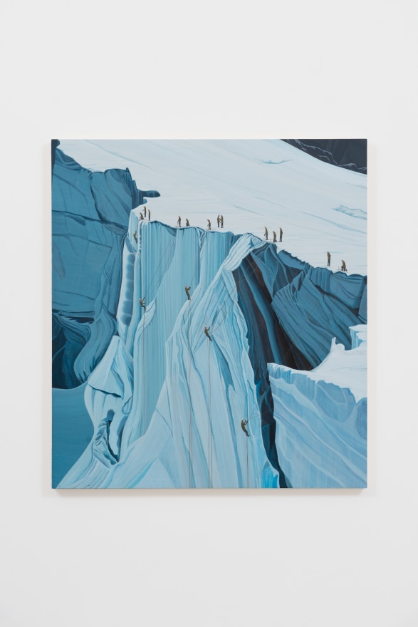 Ian Davis Ice climbers, 2022 Acrylic on panel 40 x 36 in 101.6 x 91.4 cm (IDA22.004)