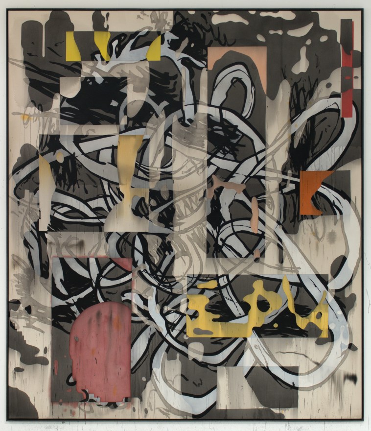 Jan-Ole Schiemann, Ohne Titel, 2016. Ink and acrylic on canvas, 90.6 x 78.7 inches, 230 x 200 cm (JS16.005)