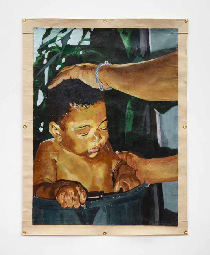 Kareem-Anthony Ferreira Bath by Granny, 2021 Acrylic and mixed media on canvas 50 1/4 x 38 1/4 in 127.6 x 97.2 cm (KFE21.009)