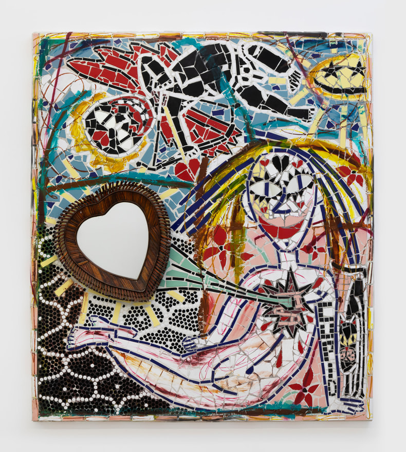 Cameron Welch Black Cupid, 2019 Oil, acrylic, spray and  collage on mosaic tile 78 x 68 in 198.1 x 172.7 cm (CWE19.001)