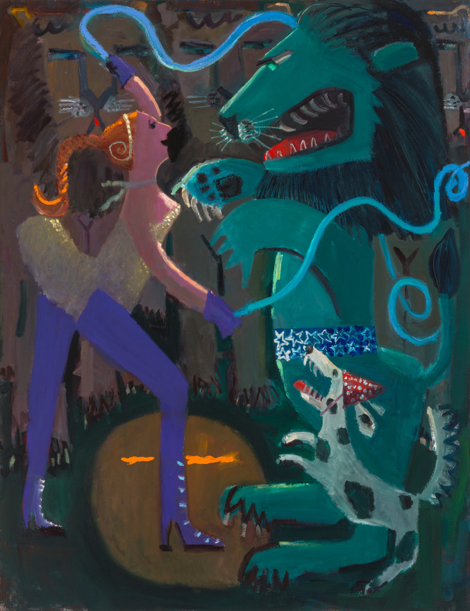 Kyle Staver Lion Drama 1, 2025 Oil on linen 70 x 56 in 177.8 x 142.2 cm (KST25.023)