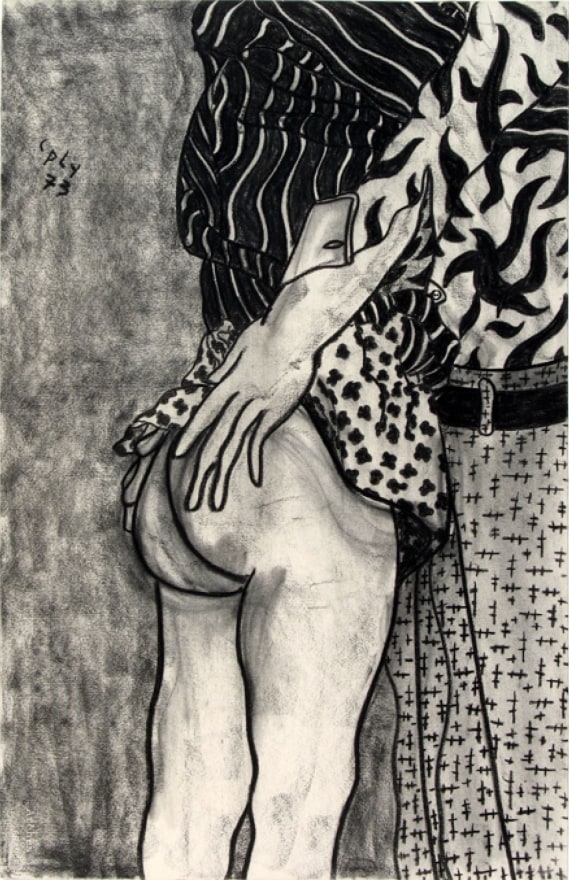 William N. Copley, Great Expectations, 1973. Charcoal on paper, 40 x 26 in, 101.6 x 66 cm (WC20.015)