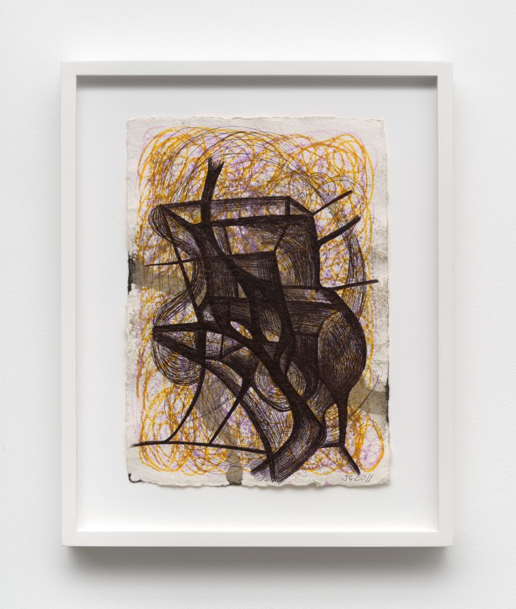 Joanne Greenbaum Untitled, 2011 Ball-point pen and archival marker on paper 15 5/8 x 12 5/8 x 1 5/8 in (framed) 39.7 x 32.1 x 4.1 cm (framed) (JGR22.012)