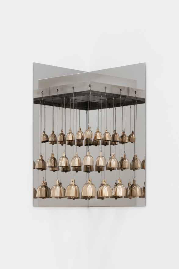 Nevin Aladağ Resonating Space (Square Bells 90&deg;), 2021 Various size of bronze bells, steel, stainless steel mirror polished 24 3/4 x 16 1/2 x 17 3/8 in 63 x 42 x 44 cm (NAL21.010)