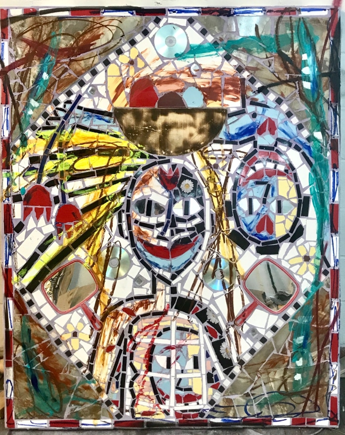 Cameron Welch Hunger, 2019 Oil, acrylic, spray, collage,  found objects, and ceramic on panel&nbsp; 60 x 48 in 152.4 x 121.9 cm (CWE19.013)