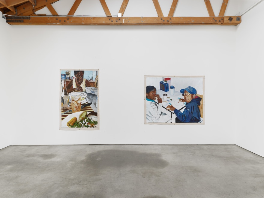 Installation view of Kareem-Anthony Ferreira, Table, Manors, (September 16 - October 15, 2022). Nino Mier Gallery One, Los Angeles.