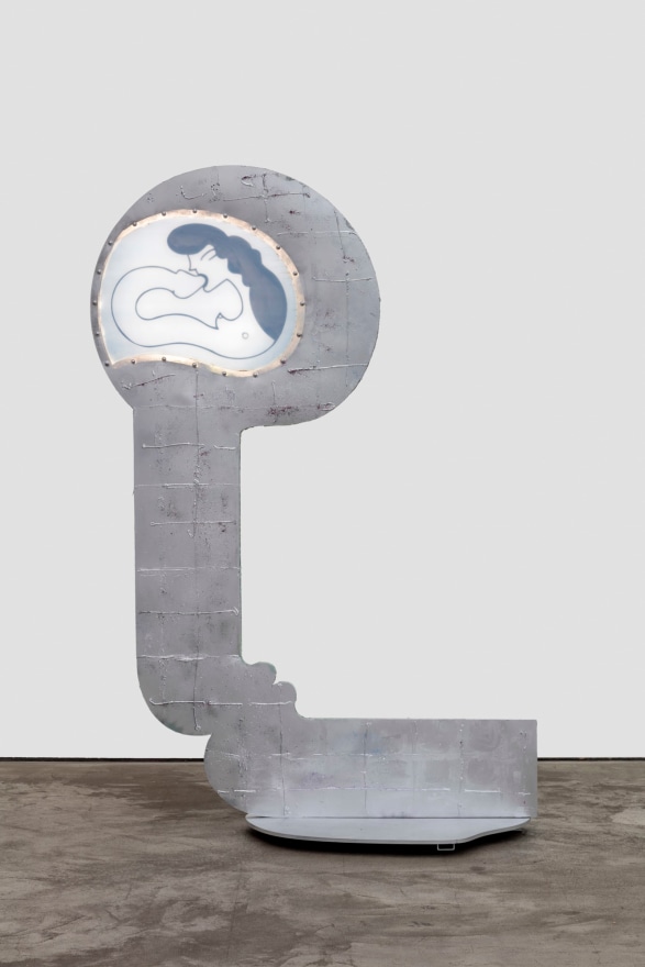 Nel Aerts Self-Love vs Self-Abuse (Silouhette Sign Lamp), 2021 Lamp with plexiglass, PU-foam, steel, wood, spray paint, glitter and acrylic 62 1/4 x 41 3/4 x 1 1/2 in 158 x 106 x 4 cm (NAE21.048)