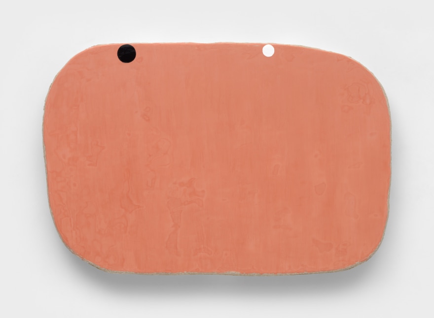 Otis Jones Red Oxide, With Black and White Circles, 2025 Signed, titled, and dated on verso Acrylic on linen on wood 46 1/2 x 69 1/2 x 5 1/4 in 118.1 x 176.5 x 13.3 cm (OJO25.004)