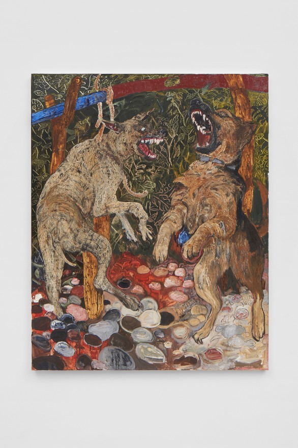 Bernadette Despujols, Pelea de perros, 2023, Oil on canvas, 60 x 40 in, 152.4 x 101.6 cm, (BDE23.001)
