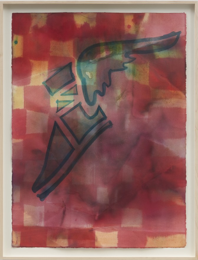 Nicolas Shake Untitled, 2023 Dye on paper, pencil, acrylic medium, weathered 33 1/8 x 25 5/8 in (framed)  84 x 65 cm (framed) (NSH23.014)