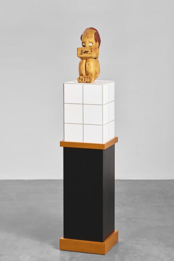 Werner B&uuml;ttner, Damenbad KPX (Inge), 1988, Wood, titles; Sculpture: 16 7/8 x 5 1/8 x 10 5/8 in (43 x 13 x 27 cm); Pedestal: 51 5/8 x 14 5/8 x 14 5/8 in (131 x 37 x 37 cm); WB88.003