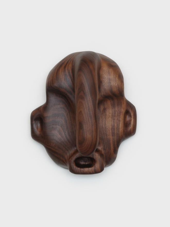 Casey McCafferty Mask #4, 2022 Oiled walnut 11 x 10 x 6 in 27.9 x 25.4 x 15.2 cm (CMC22.023)