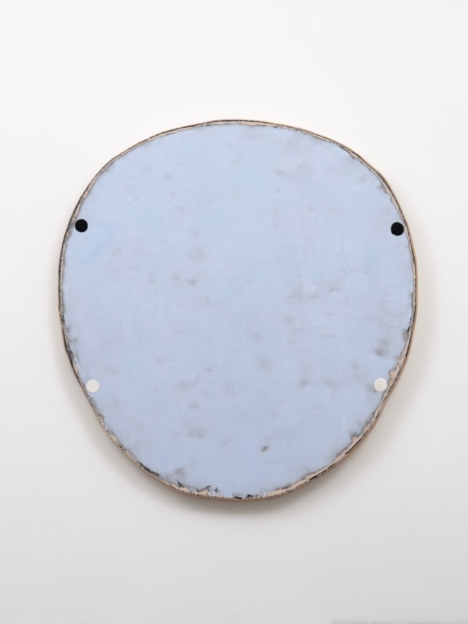 Otis Jones Blue With Four Circles, Two White, 2024 Acrylic on canvas on wood 59 x 55 x 4 in 149.9 x 139.7 x 10.2 cm (OJO24.006)