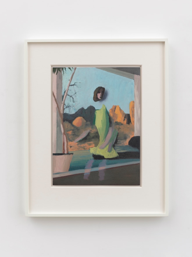 Jonathan Wateridge Desert Glass, 2025 Oil on paper 22 7/8 x 18 1/2 x 1 5/8 in (framed) 58 x 47 x 4 cm (framed) (JWA25.019)