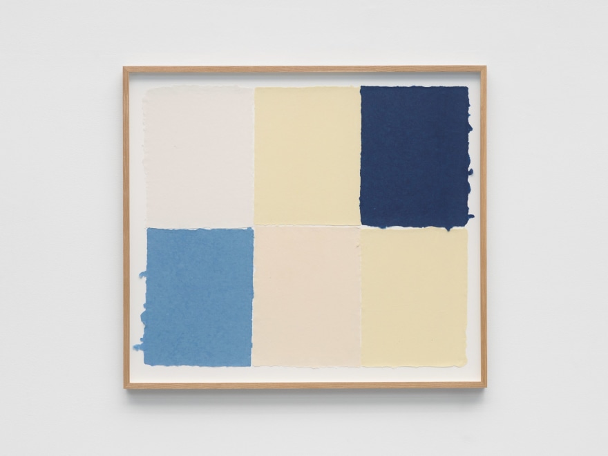 Ethan Cook Blues, neutrals, 2022 Handmade pigmented paper 24 3/4 x 28 in - framed 62.9 x 71.1 cm - framed (ECO22.039)