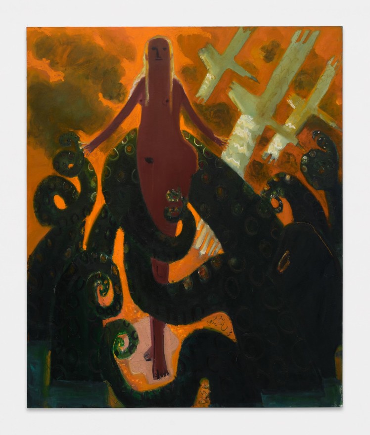Kyle Staver Venus and the Octopus, 2020 Oil on canvas 70 x 58 x 1 1/4 in 177.8 x 147.3 x 3.2 cm (KST22.010)