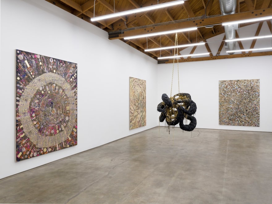 Installation view of Mindy Shapero, Cracked; loosely thru the night visions., (March 24 - April 29, 2023). Nino Mier Gallery One, Los Angeles.