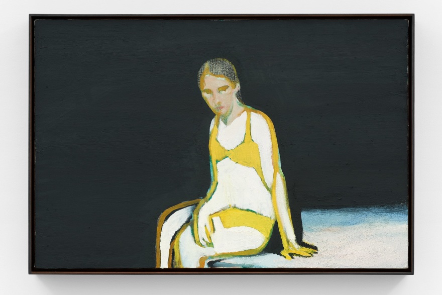 Jonathan Wateridge Swimmer in Yellow, 2022 Oil on Canvas 20 5/8 x 30 1/2 x 2 1/2 in (framed) 52.3 x 77.5 x 6.5 cm (framed) 19 3/4 x 29 1/2 in 50 x 75 cm (JWA22.026)