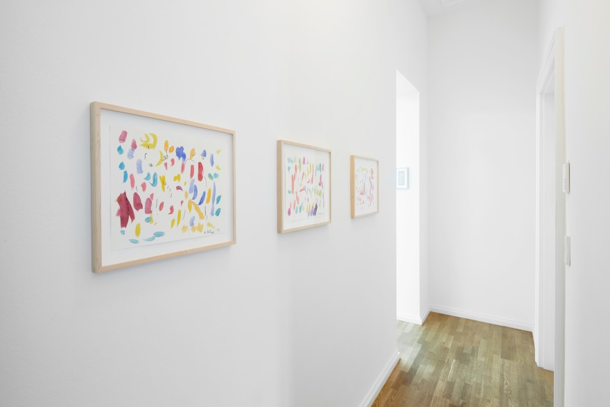 Installation View of 4 Multicolored Untitled Drawings from Butzer's Salon Nino Mier Exhibition (2018)