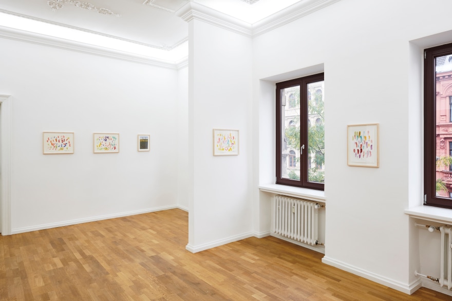 Installation View of 5 Multicolored Untitled Drawings from Butzer's Salon Nino Mier Exhibition (2018)